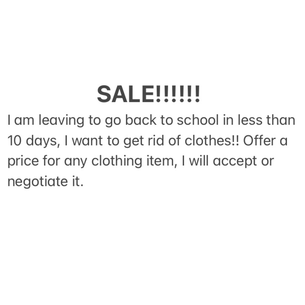 SALE!! check out my page for clothes!!